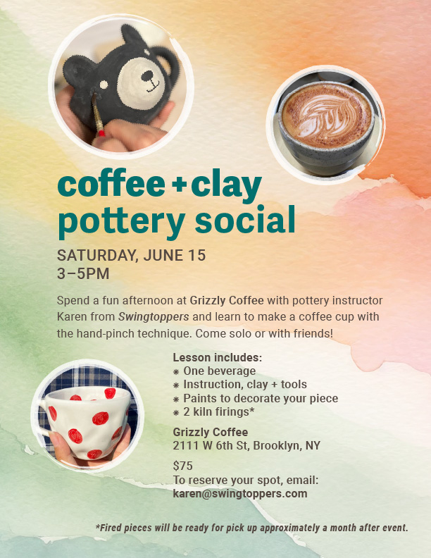 Coffee+Clay pottery social at Grizzly Coffee, Gravesend, South Brooklyn