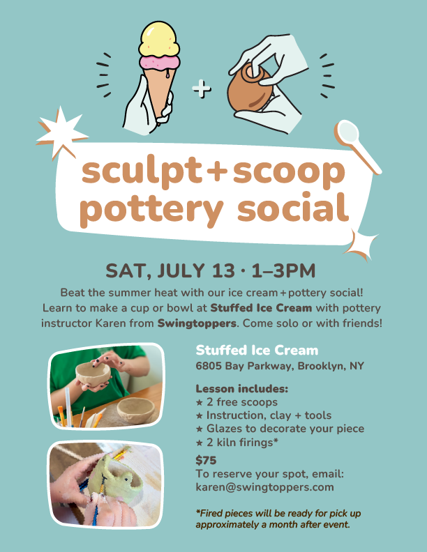 Summer Pottery Social at Stuffed Ice Cream, Bensonhurst, Brooklyn, NY on July 13